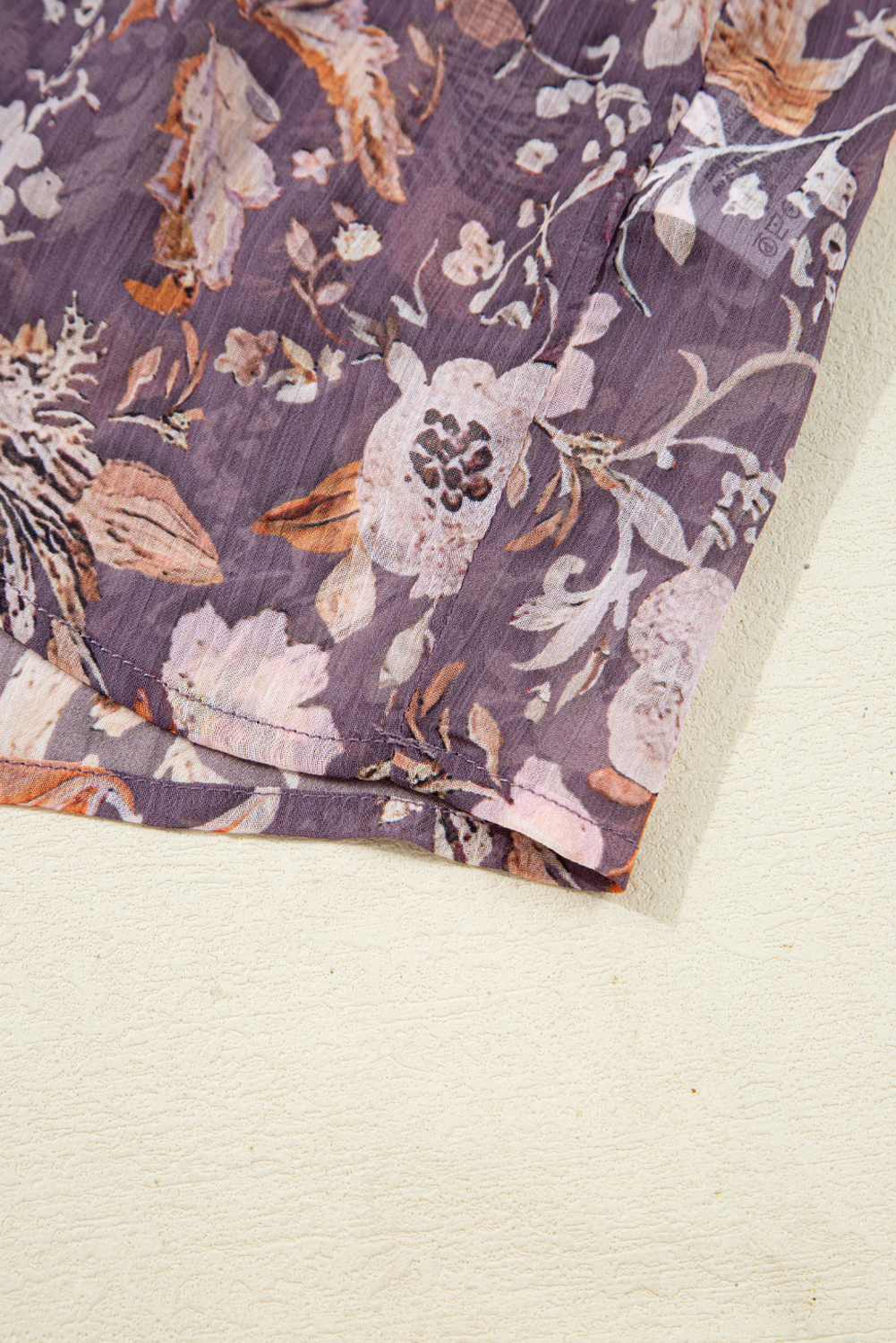 Blue Boho Flower Print 3/4 Sleeve Babydoll Blouse