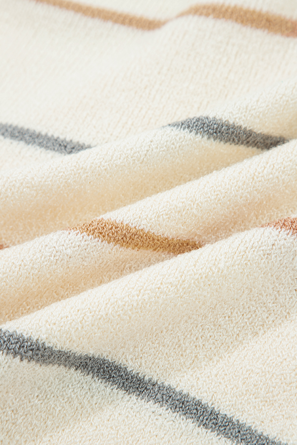 Multicolour Striped Buttoned Front V Neck Drop Shoulder Cardigan Sweater