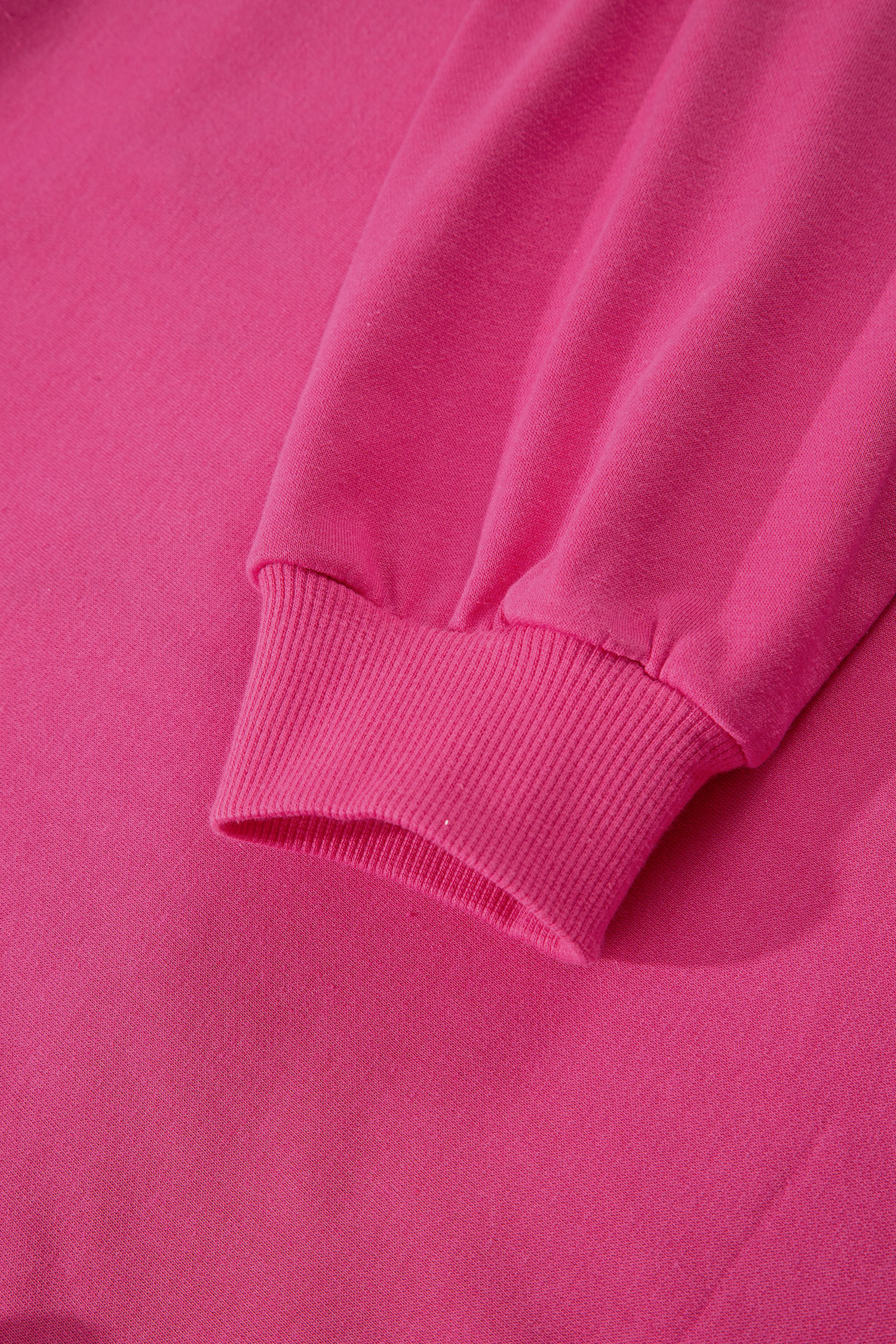 Rose Red Lucky Clover Embroidered Loose Pullover Sweatshirt