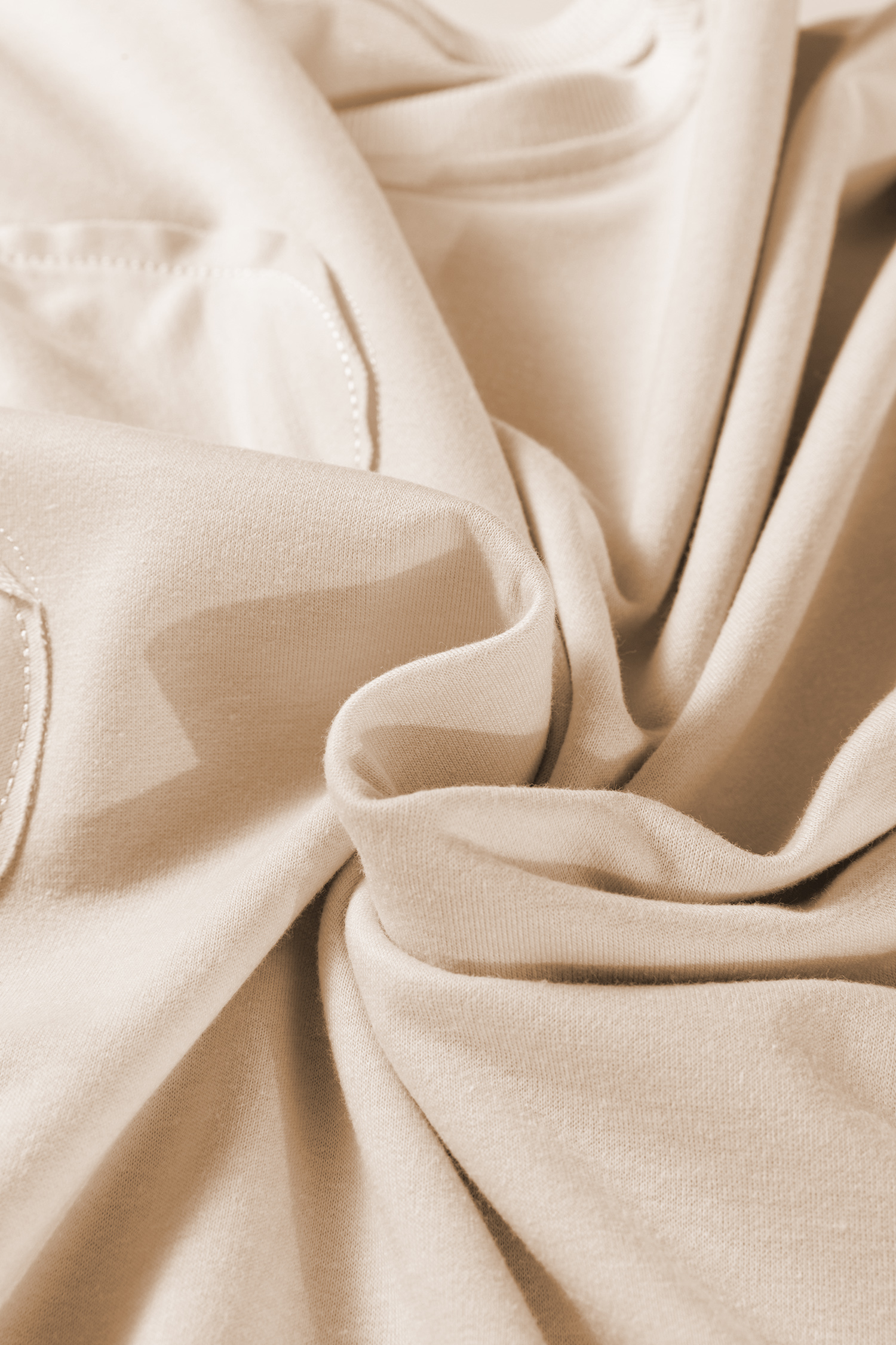 Beige Raw Edge Flower Patch Drop Shoulder Casual Top