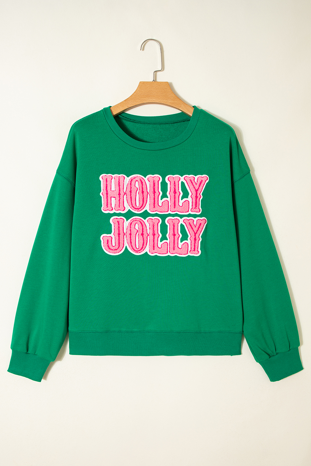 Sea Green HOLLY JOLLY Towel Embroidered Christmas Holiday Sweatshirt