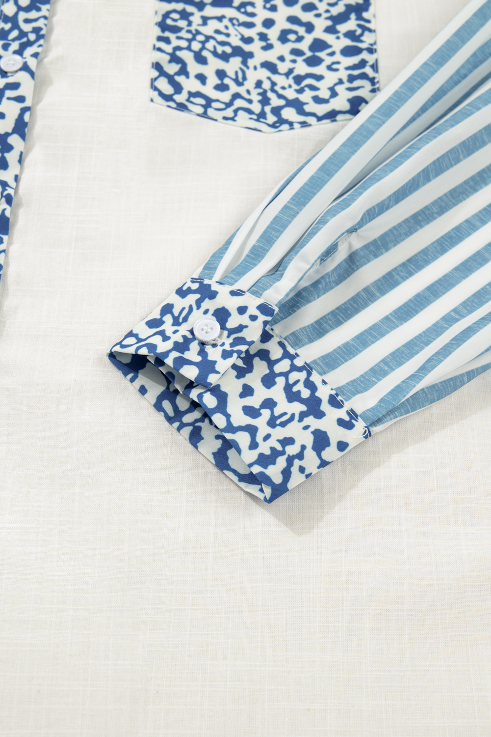 Sky Blue Leopard Striped Western Casual Shirt