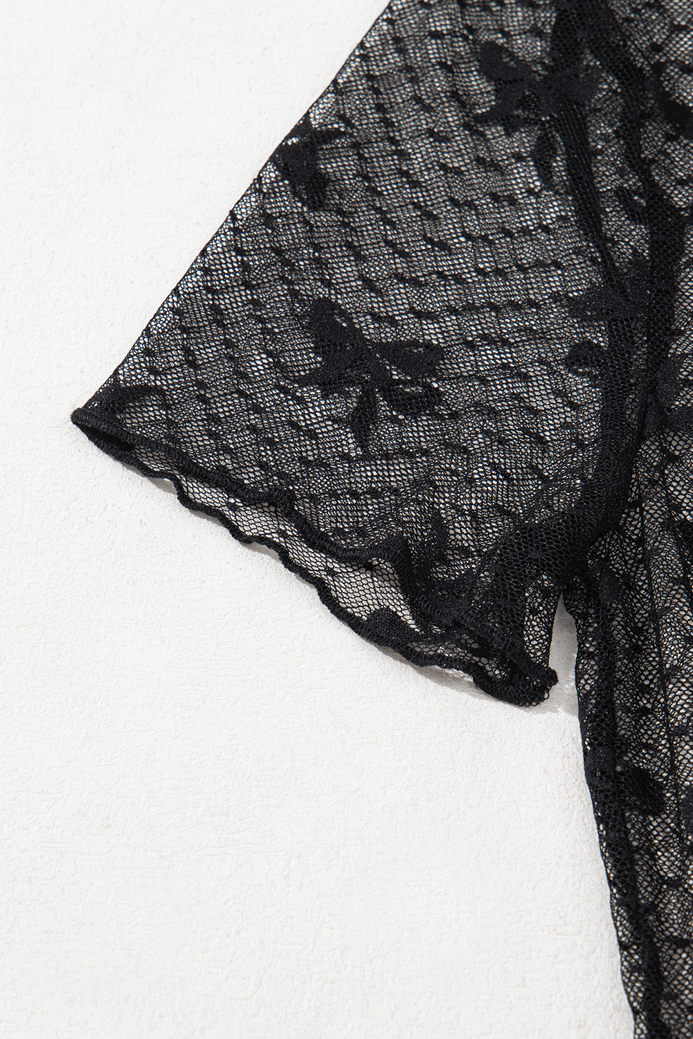 Black Bow Knot Dotted See-through Mesh Patched Slim Fit Blouse