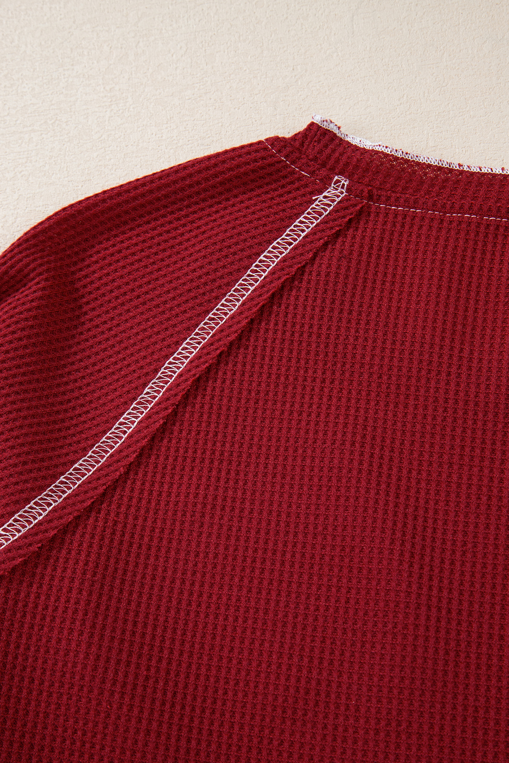 Smoke Gray Textured Round Neck Long Sleeve Top