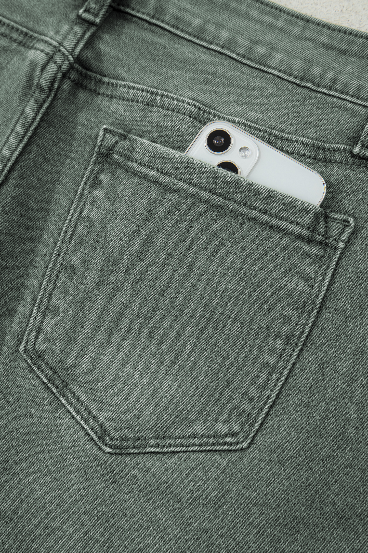 Four Leaf Clover Slight Distressed Raw Edge Wide Leg Jeans