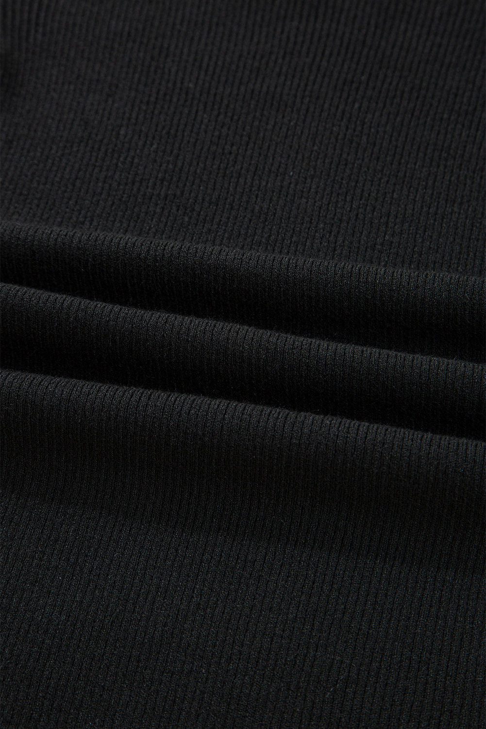 Black Ribbed Knit Cold Shoulder Sweater