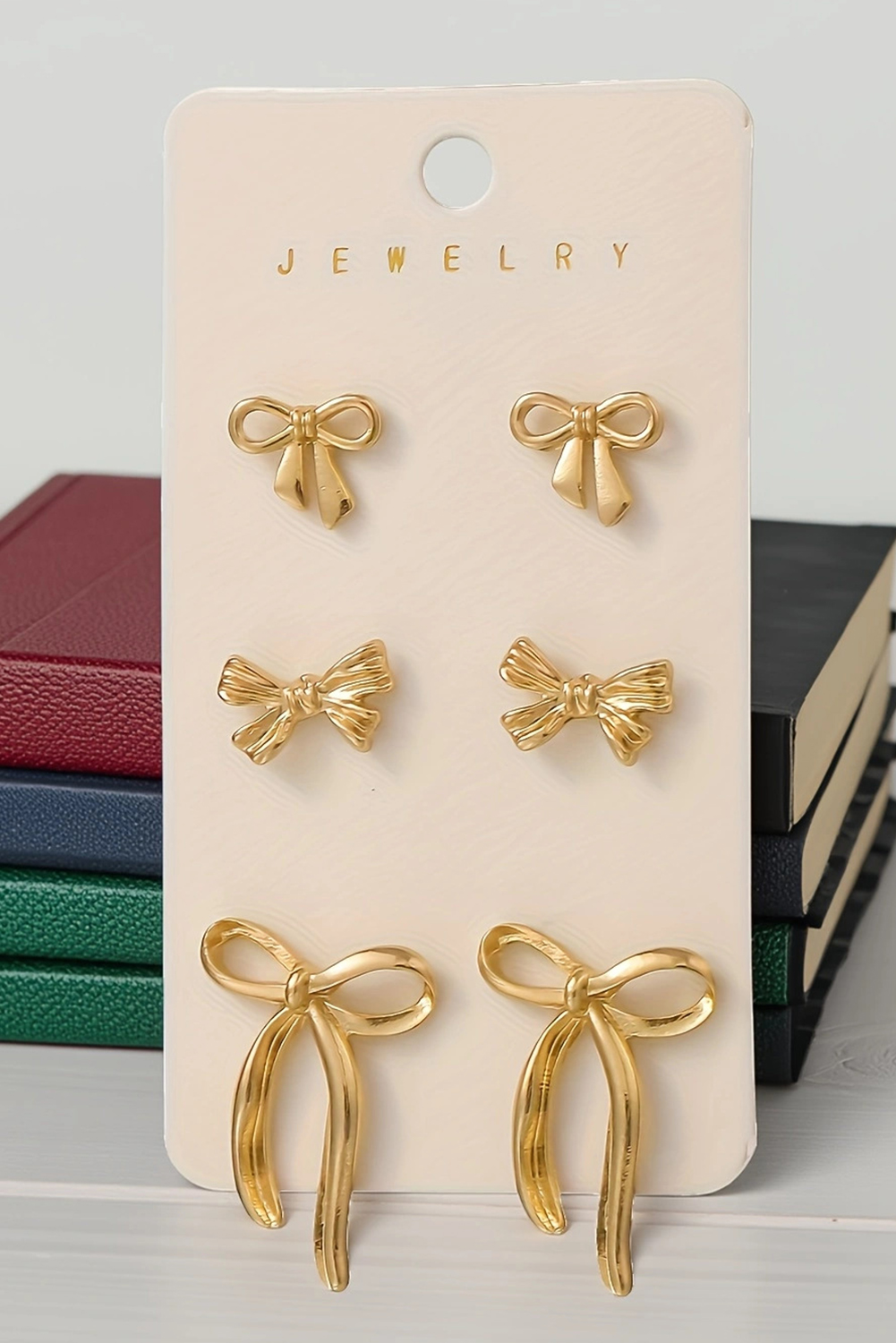 Gold Plated Stainless Alloy Bow Earring Set