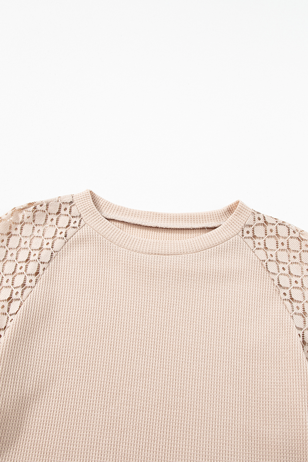 White Lace Long Sleeve Textured Pullover