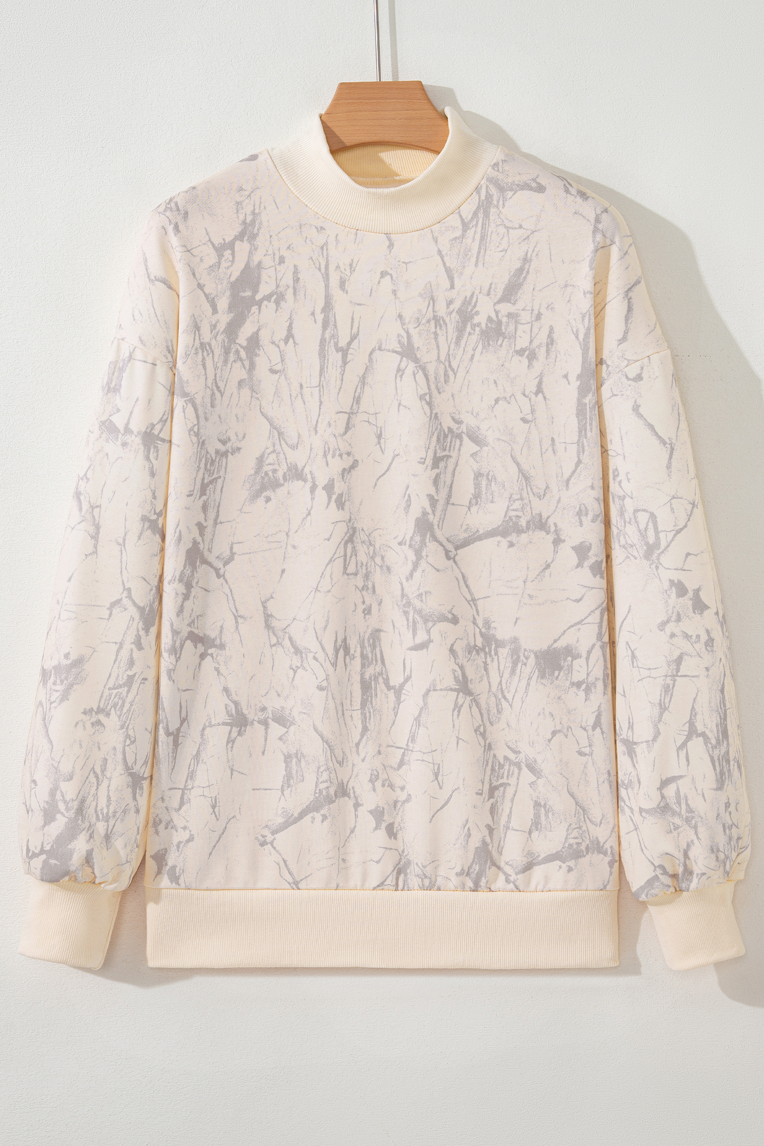 Beige Camo Print Baggy Drawstring Jogger Sweatpants