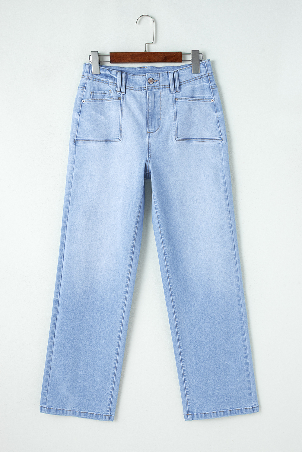 Beau Blue Loose Straight Leg Cropped High Waist Jeans