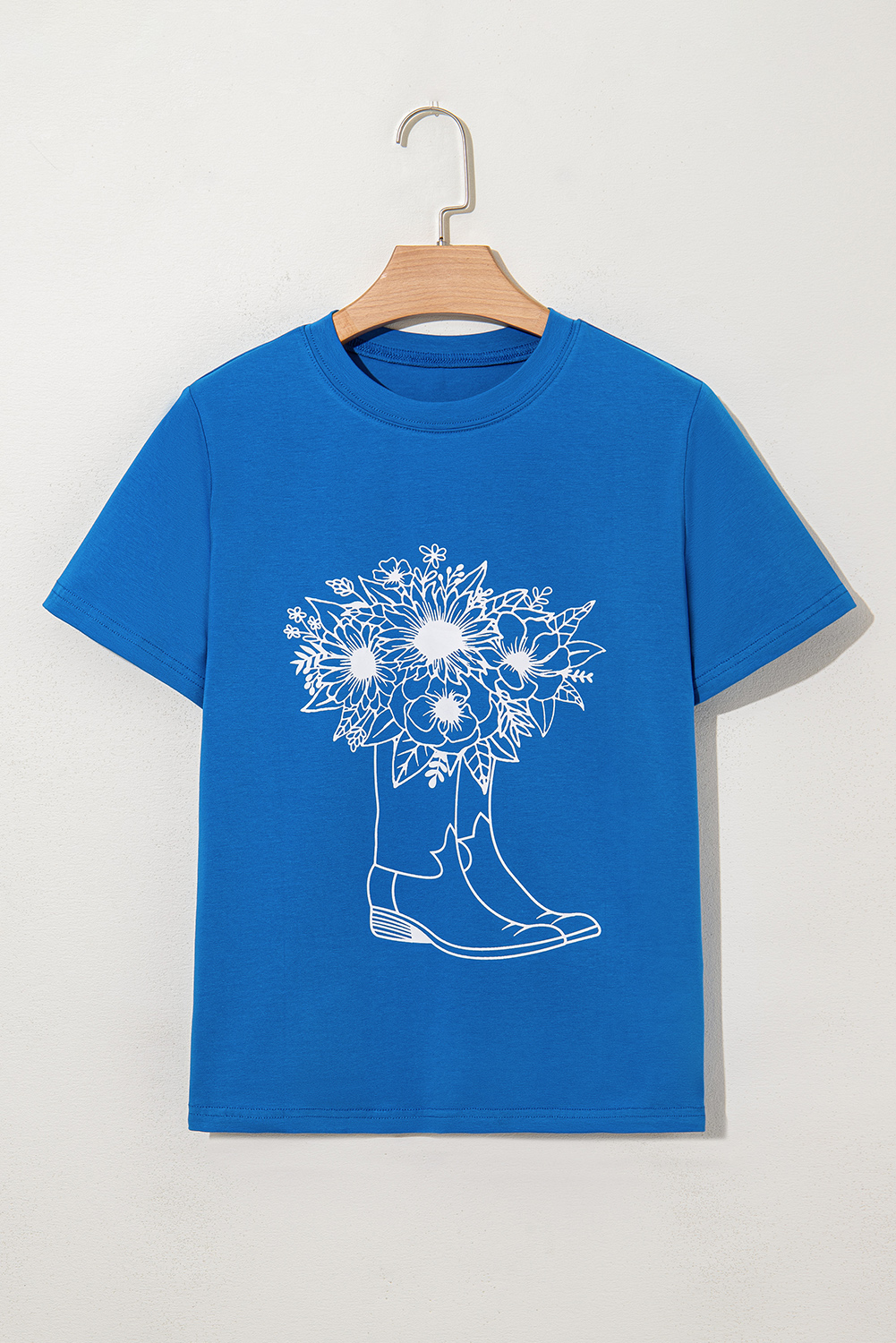 Blue Sunflower Boots Graphic Western Fashion T Shirt