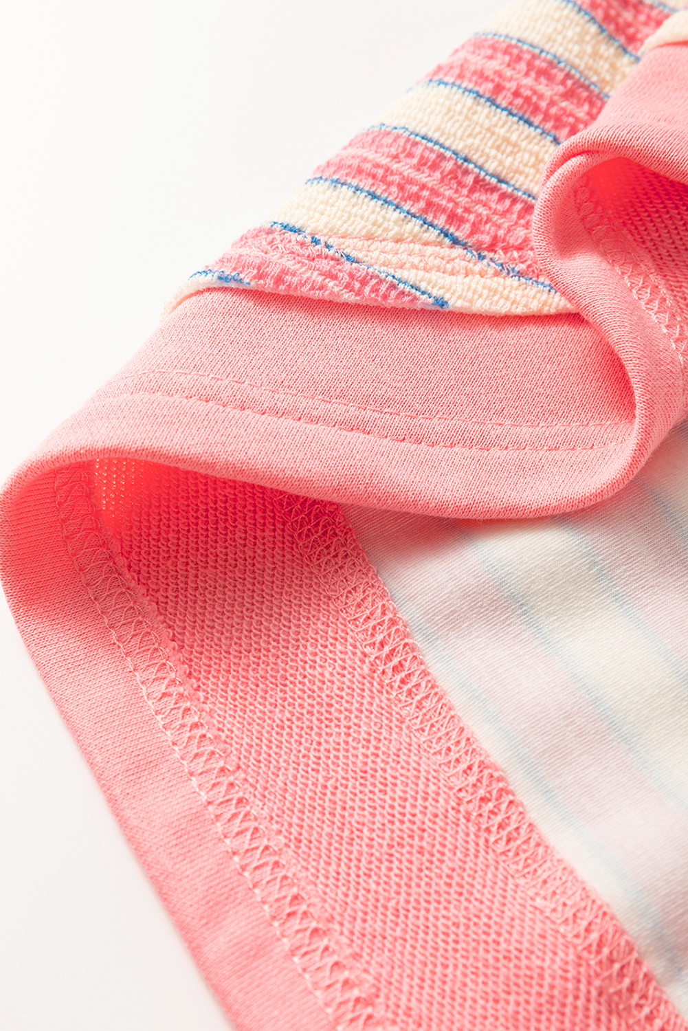 Red Stripe Buttoned V Neck Collared Drop Shoulder Top