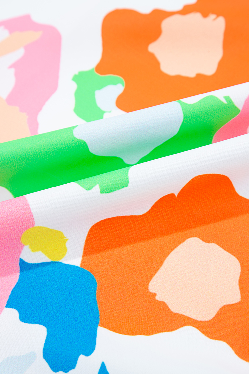 Green Chic Leopard Print Striped Detail Split Neck Blouse