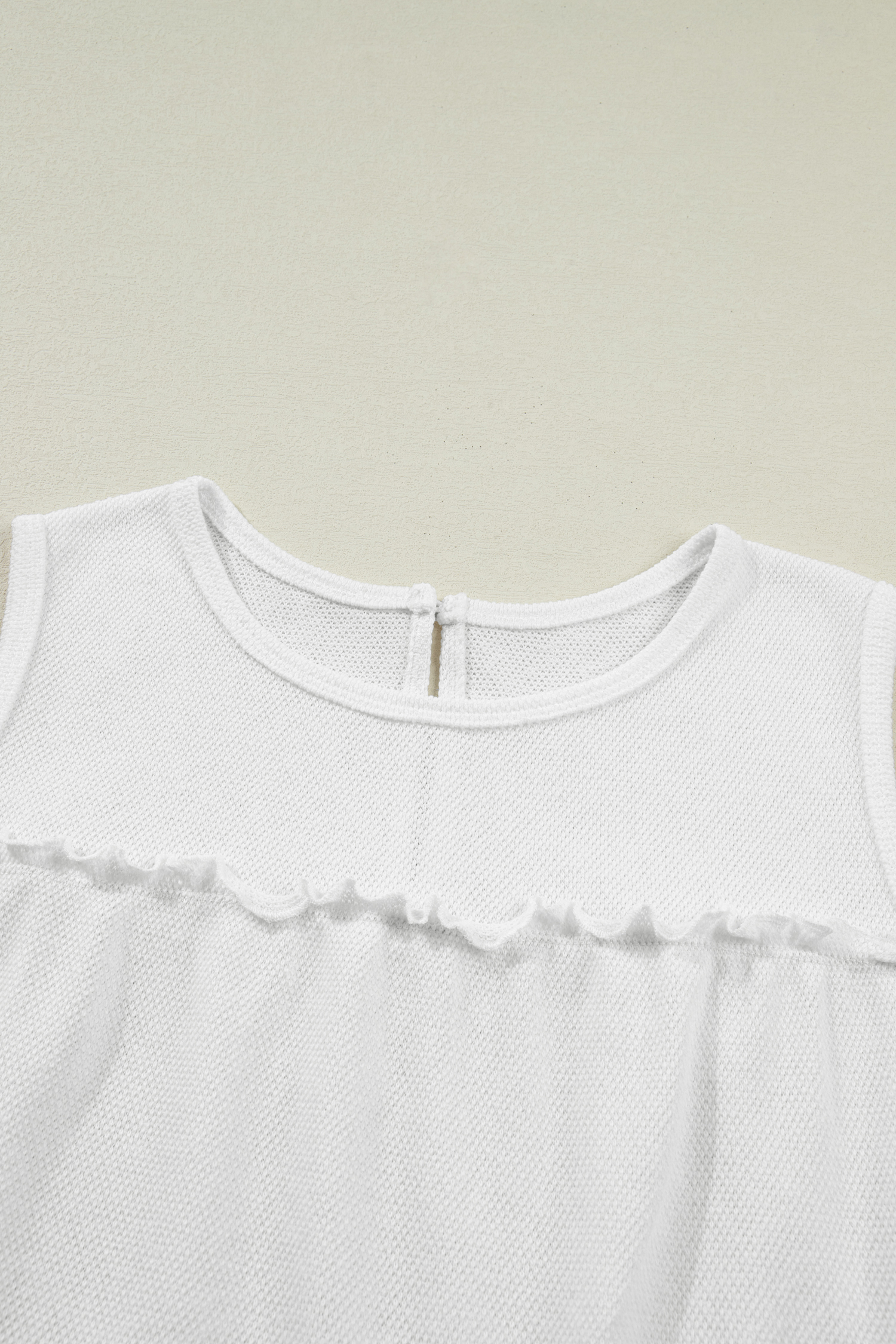 White Tiered Frill Trim A-line Tank Top