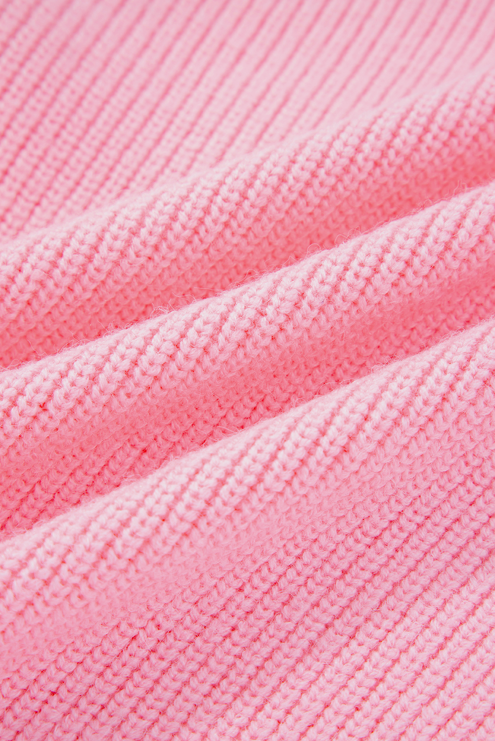 Pink Merry Candy Cane Puffy Knit Crew Neck Sweater