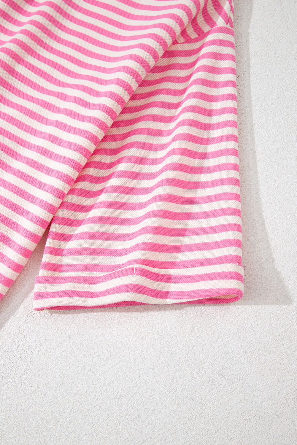 Red Stripe Bowknot Cutout Back Drop Shoulder Wide Bracelet Sleeve Loose Tee