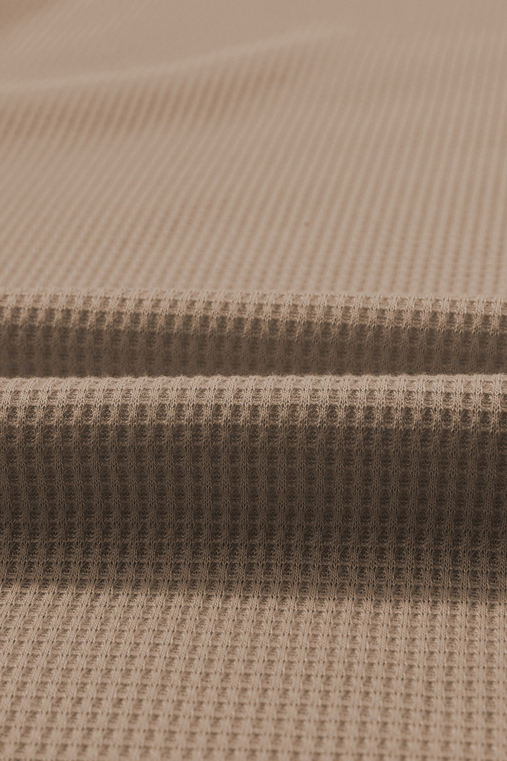 Brown Waffle Knit Buttoned Long Sleeve Top