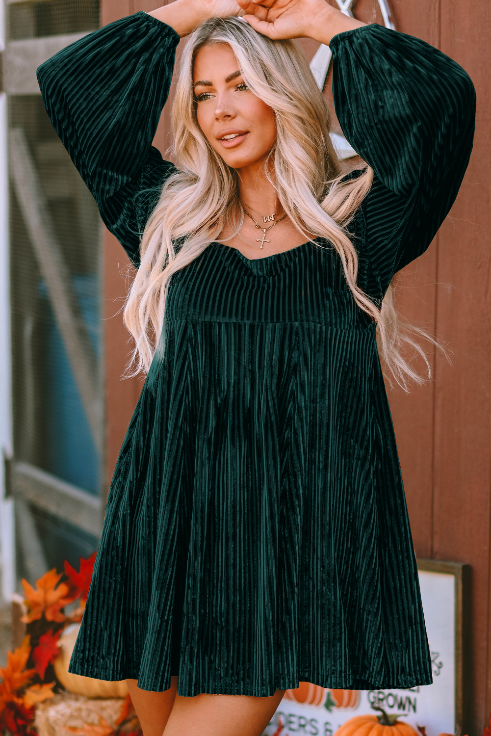 Red Tie Back Square Neck Velvet Babydoll Dress