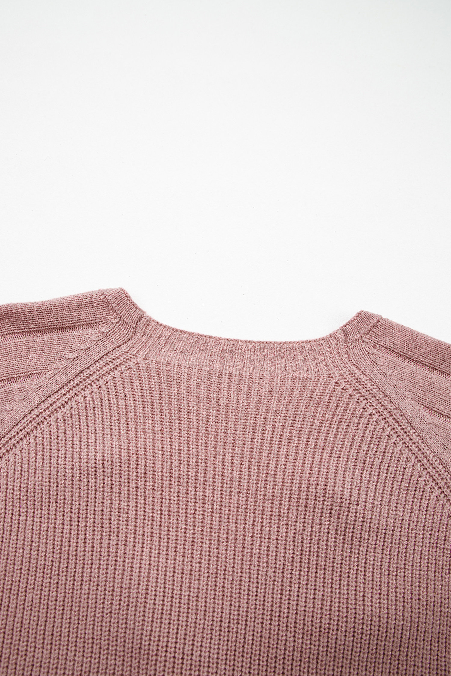 Light Pink Mixed Texture Knit Button V Neck Sweater Cardigan