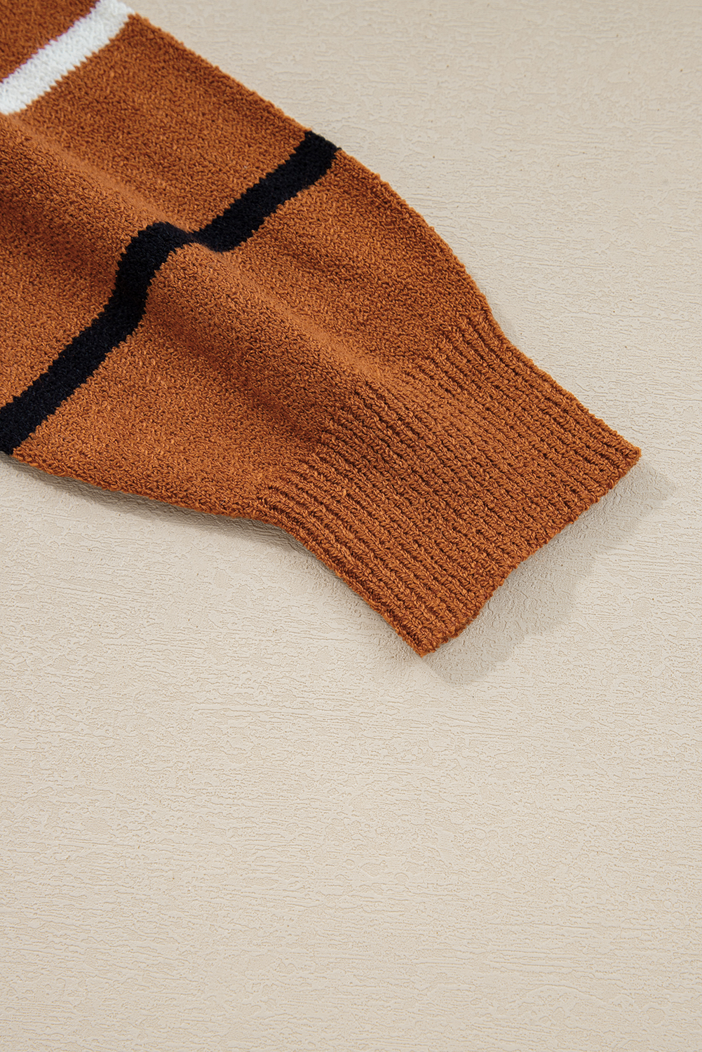 Multicolour Striped Buttoned Front V Neck Drop Shoulder Cardigan Sweater