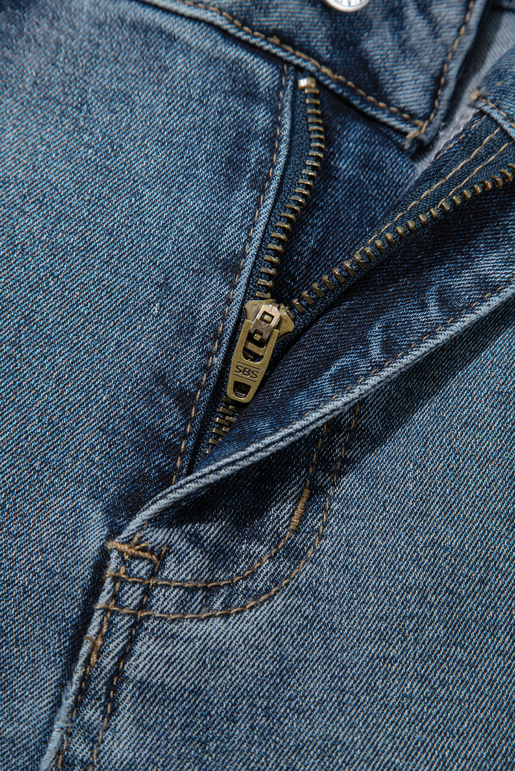 Beau Blue Slightly Distressed Ankle-length Straight Jeans