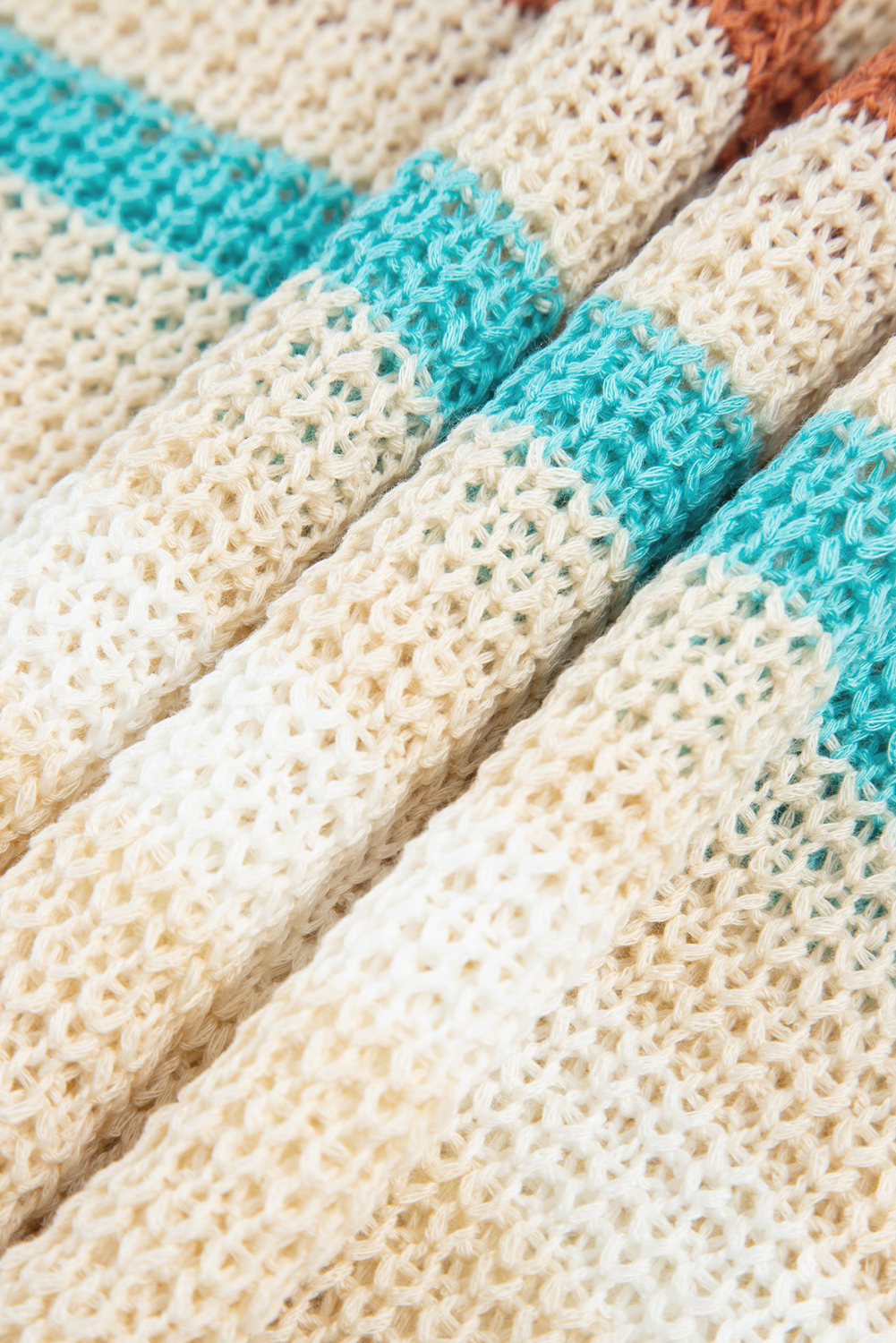 Khaki Stripe Textured Knit V Neck Sweater Vest