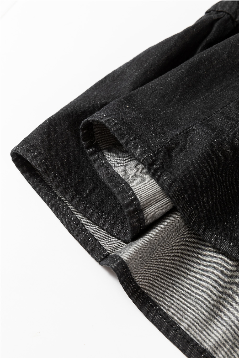 Sky Blue Chambray Ruffled 3/4 Sleeve Tiered Split V Neck Mini Dress