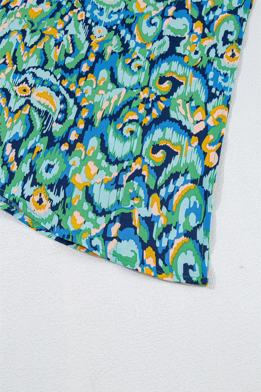 Pink Abstract Print V Neck Half Sleeve Loose Fit Tunic Blouse