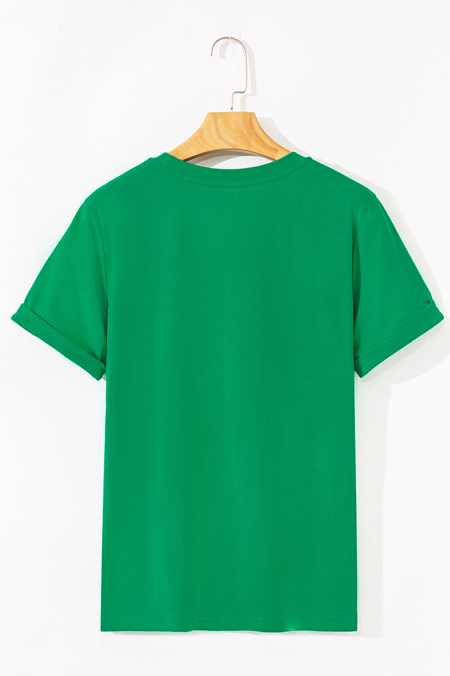 Bright Green Happy St Patricks Day Clover Printed Casual T Shirt