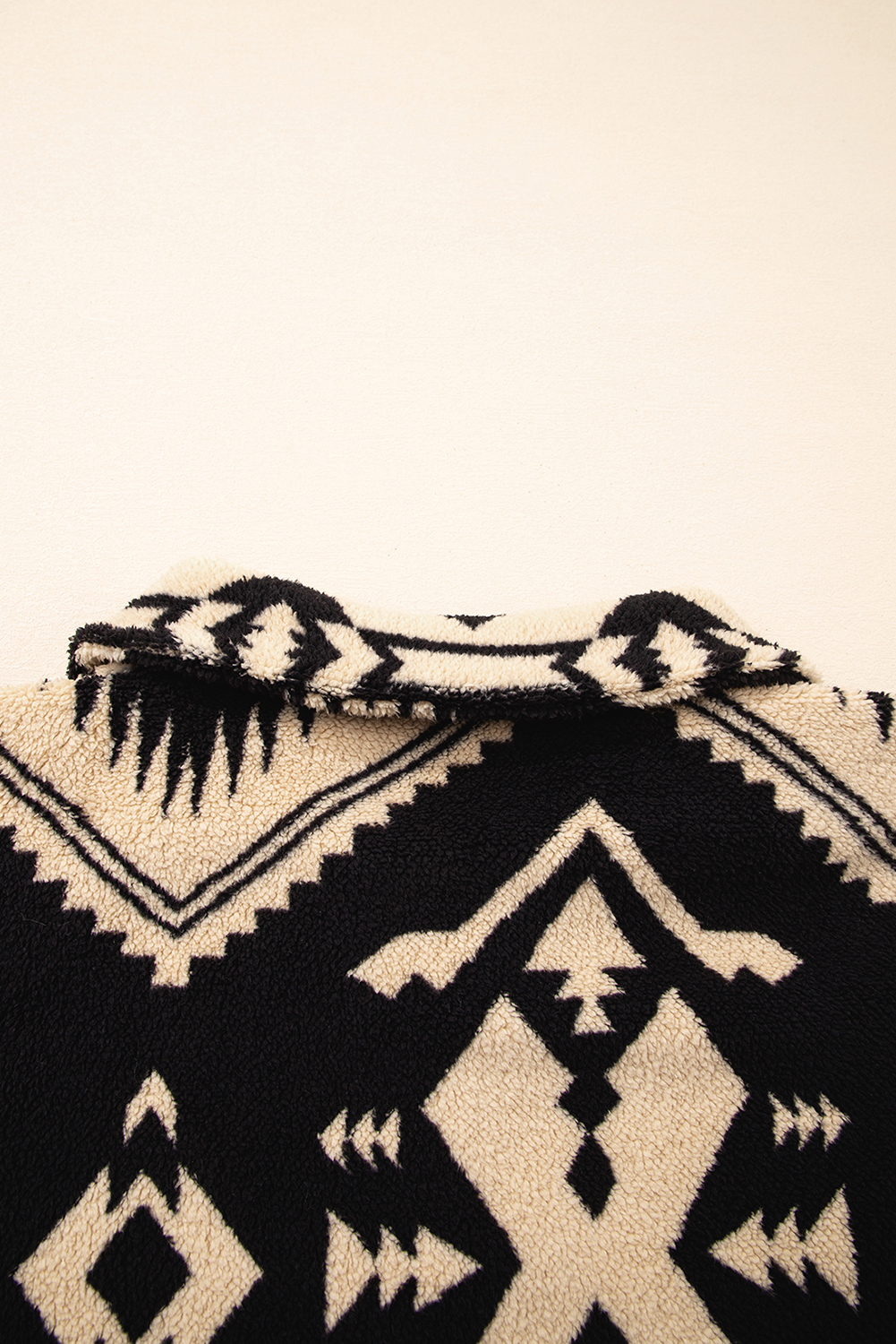 Black Western Aztec Half Placket Plush Sweatshirt