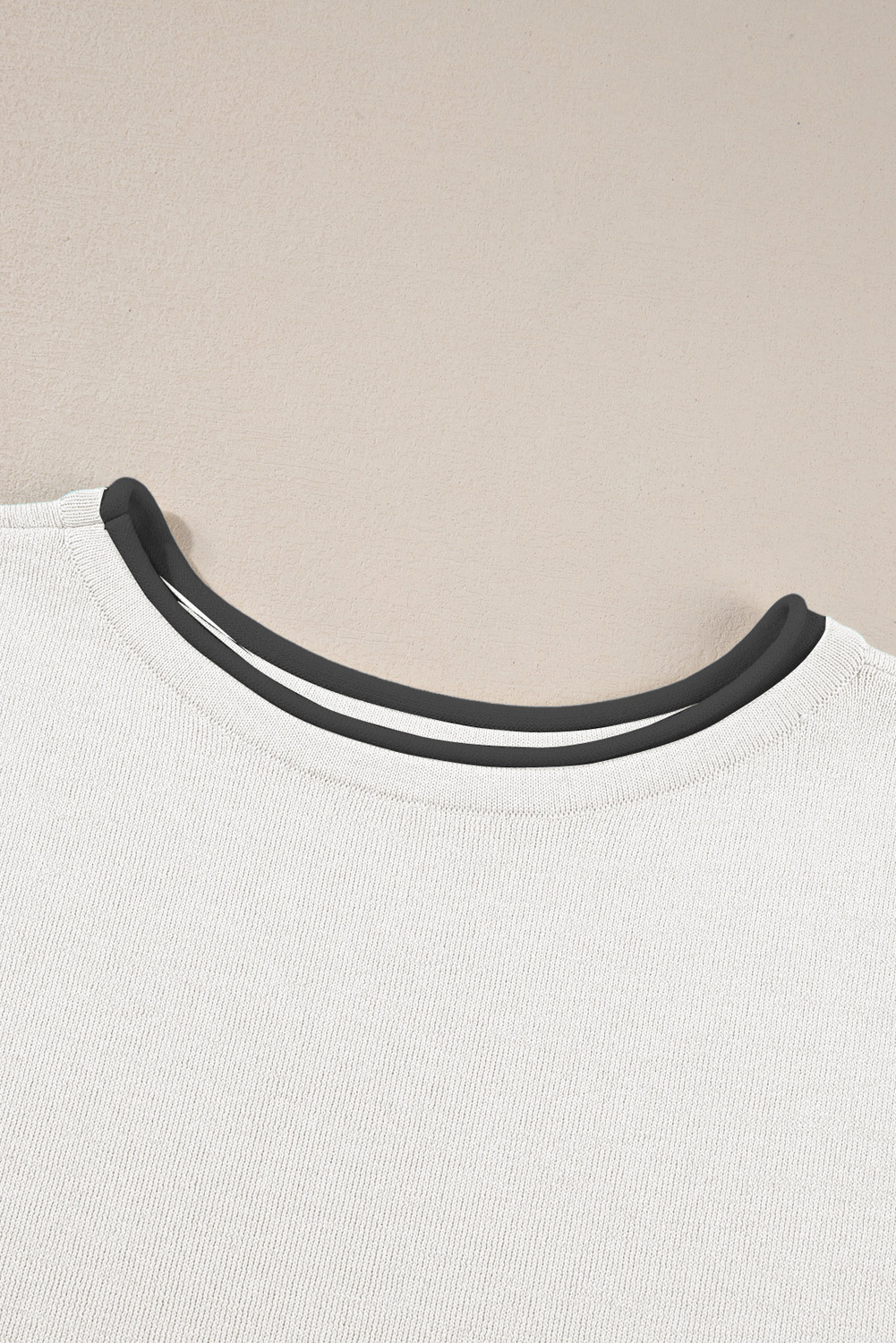 Blackish Green Contrast Trim Half Sleeve Top Drawstring Pants Loose 2pcs Sweater Suit