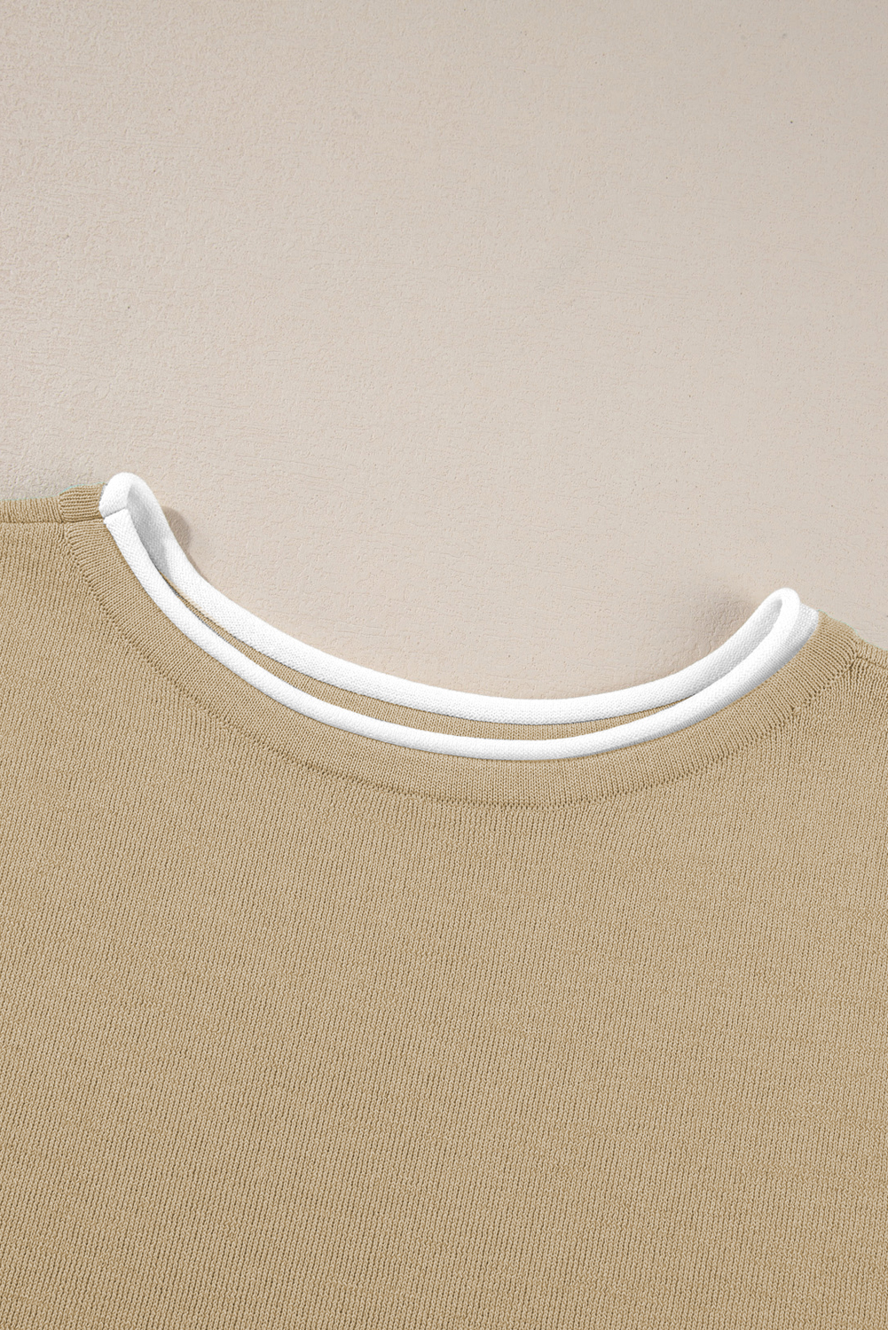 Blackish Green Contrast Trim Half Sleeve Top Drawstring Pants Loose 2pcs Sweater Suit