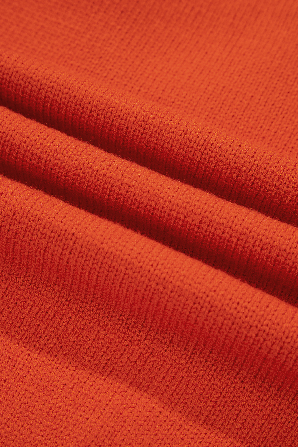 Racing Red Collared V Neck Ribbed Edge Sexy Elegant Sweater