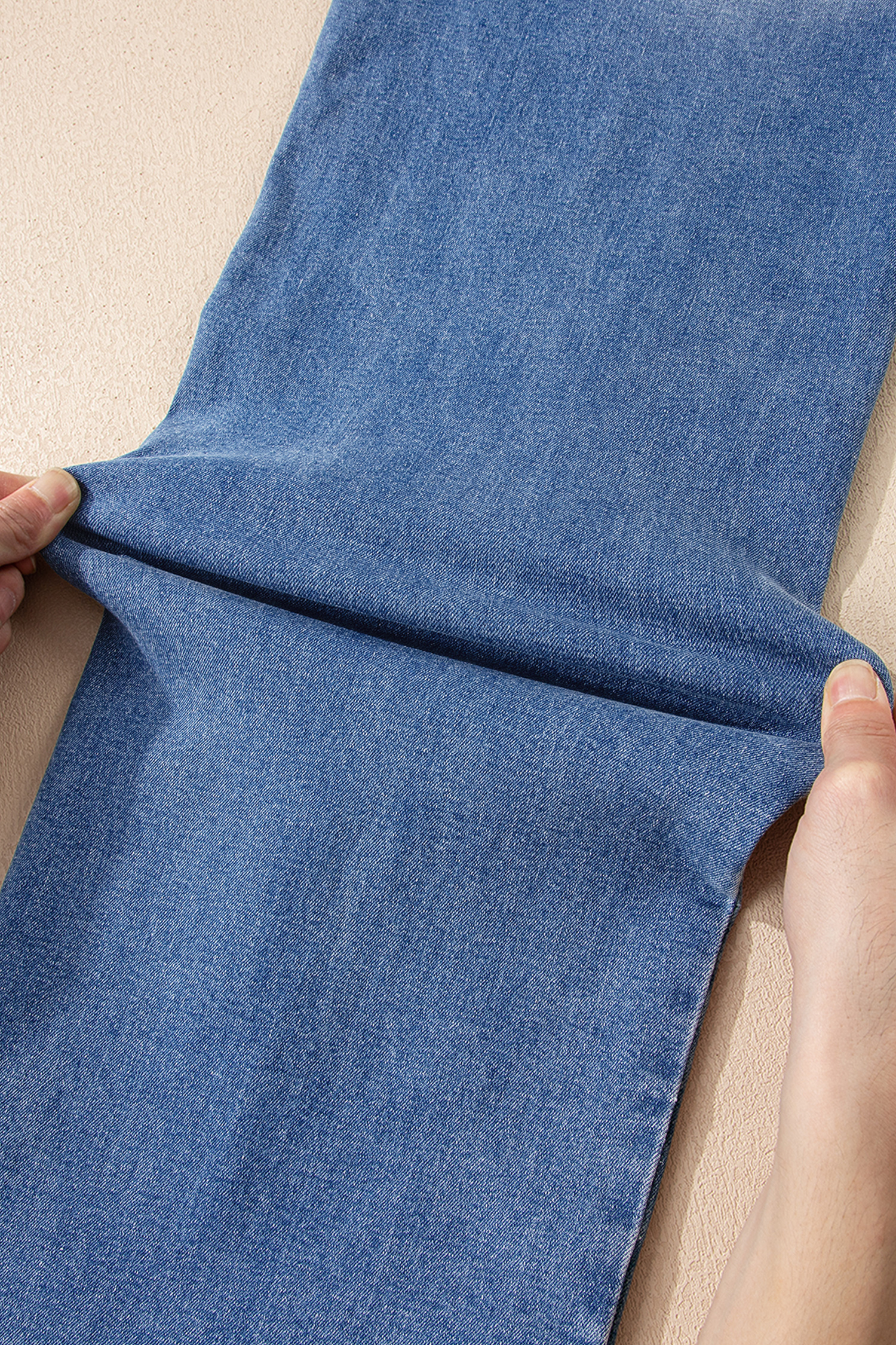 Sky Blue Double Button Zip Fly Straight Leg Jeans