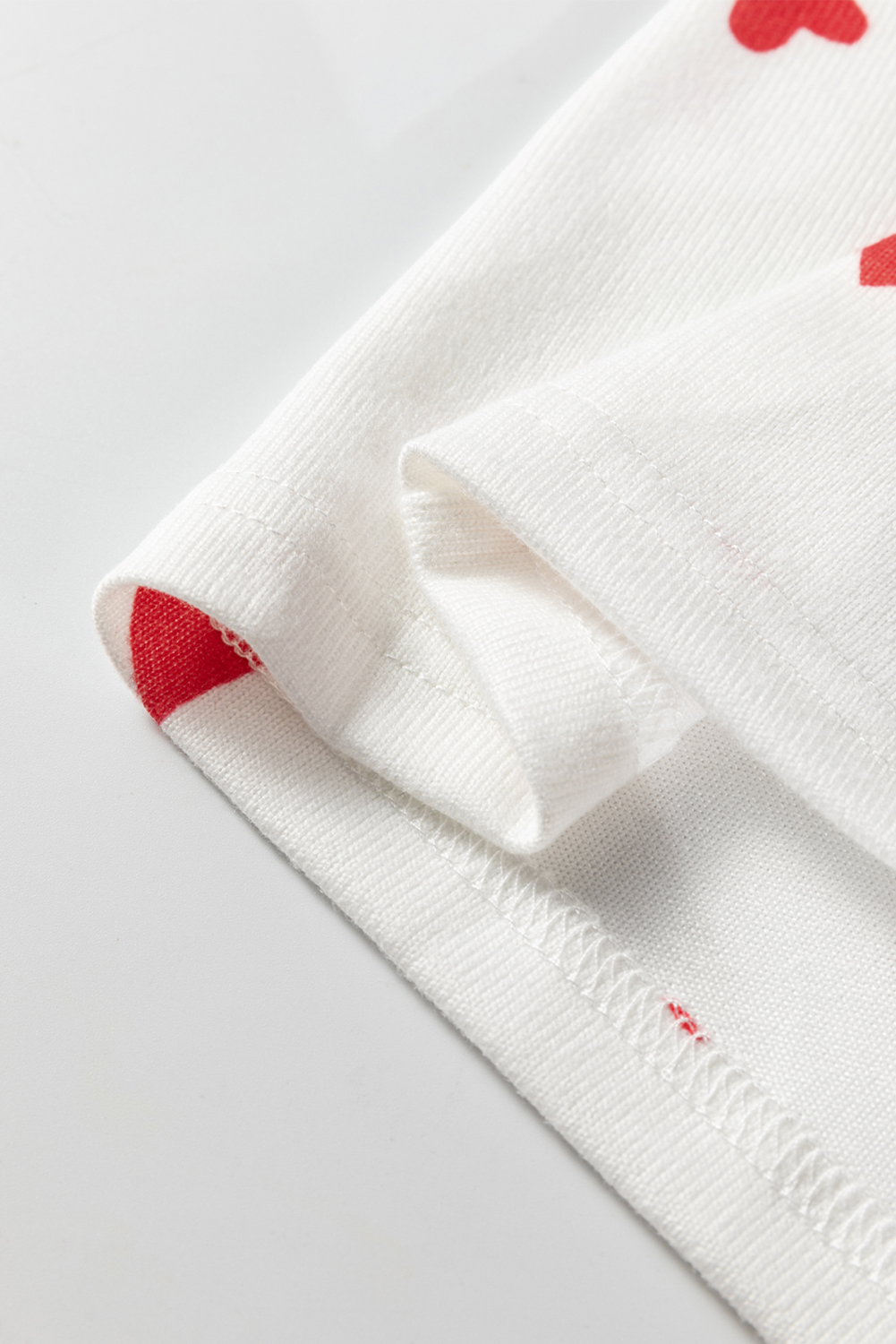 Fiery Red Tiny Hearts Printed Long Sleeve Top Drawstring Lounge Pant Set