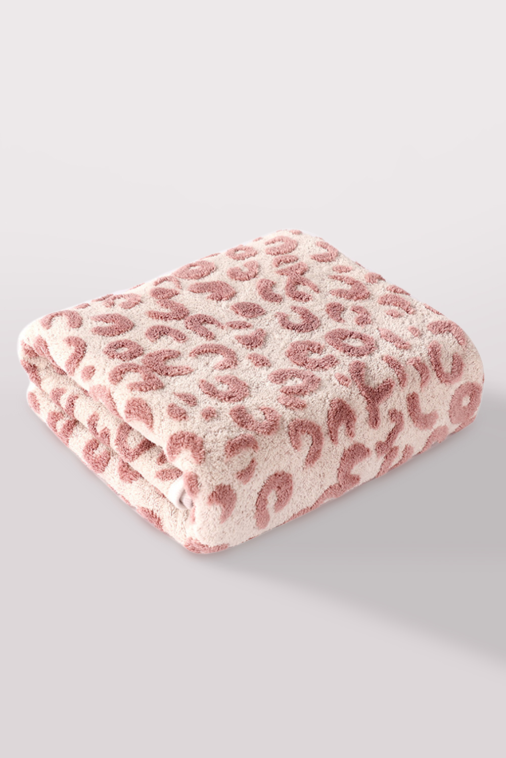 Pink Plush Leopard Pattern Bath Towel