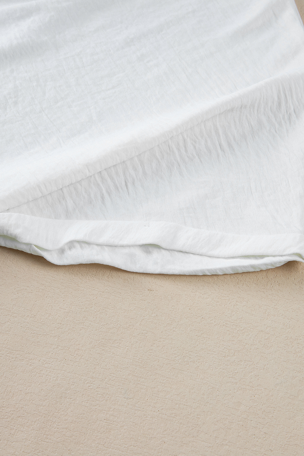 Black Notched Neck Batwing Sleeve Lightweight Blouse