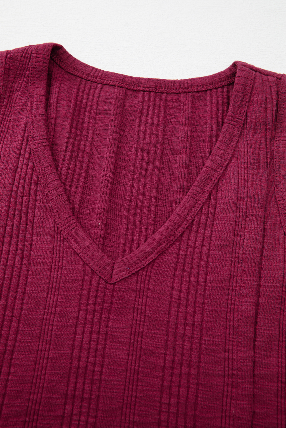 Red Dahlia Ribbed Textured Exposed Stitching Knit Tank Top