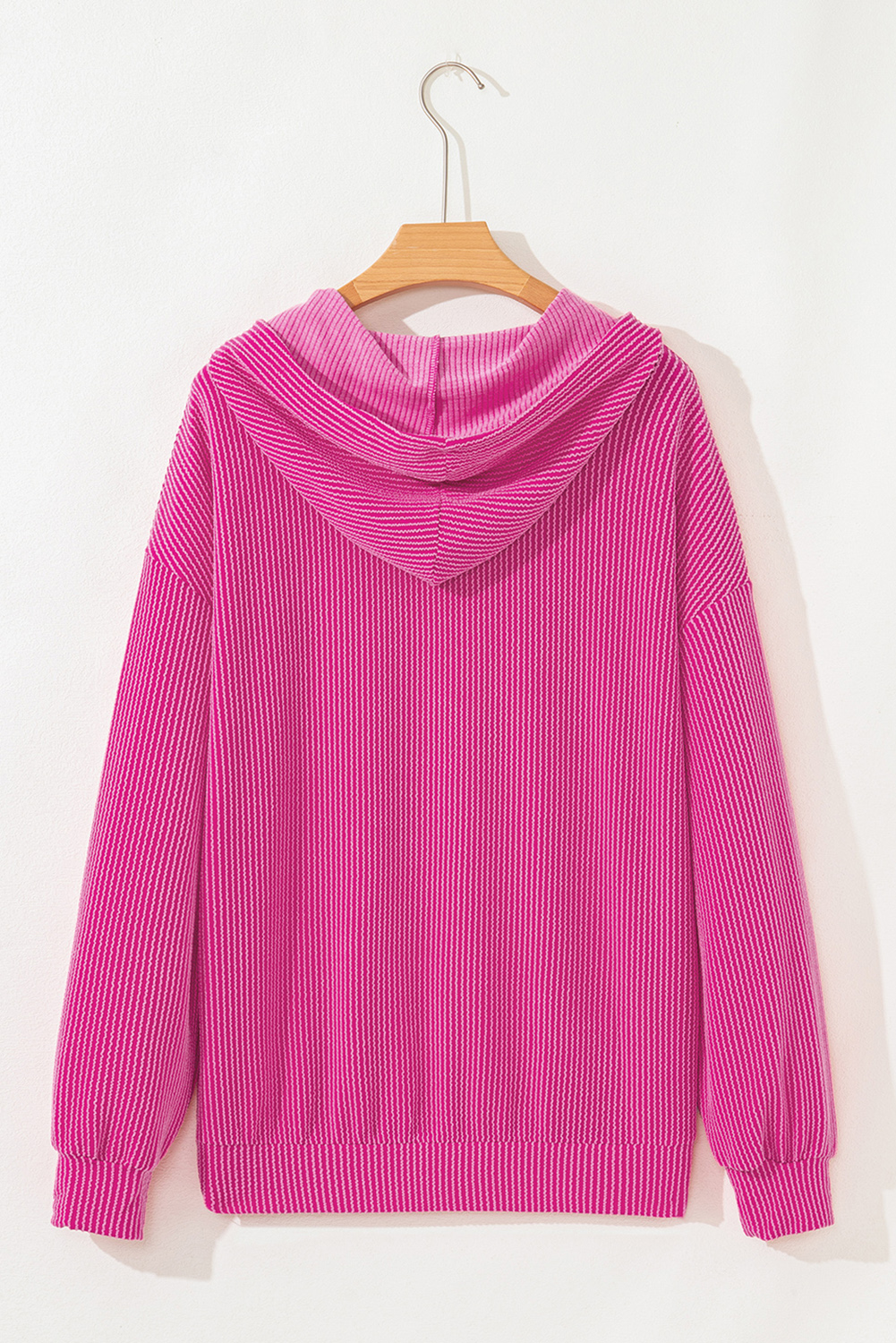 Smoke Gray Twisted Rib Texture Solid Hoodie