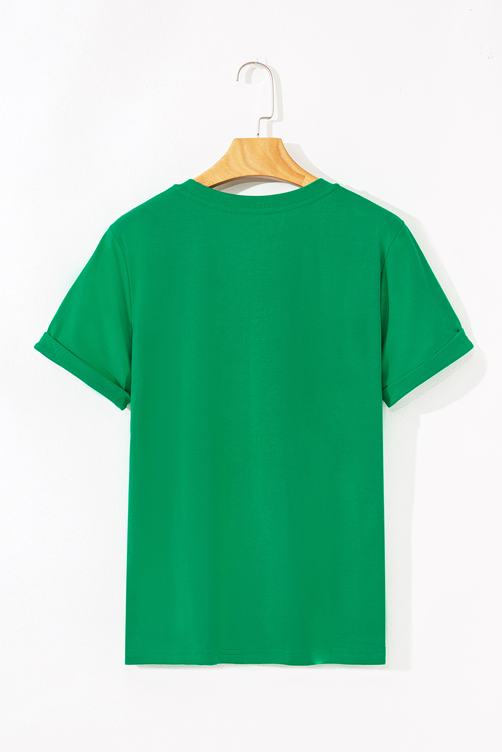 Khaki Casual Plain Crew Neck Tee