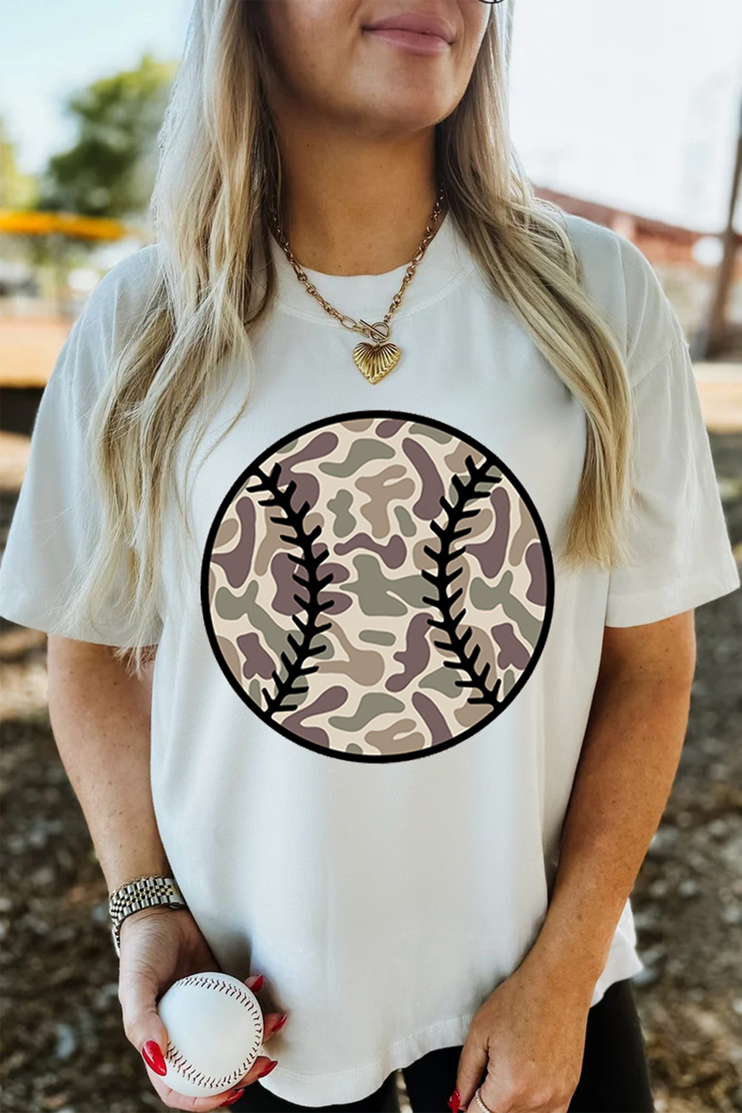 Pink Camouflage Baseball Dropped Shoulder Sweatshirt