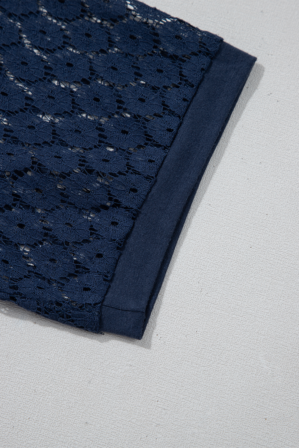 Navy Blue Contrast Lace Raglan Sleeve Pleated Detail Shift Dress