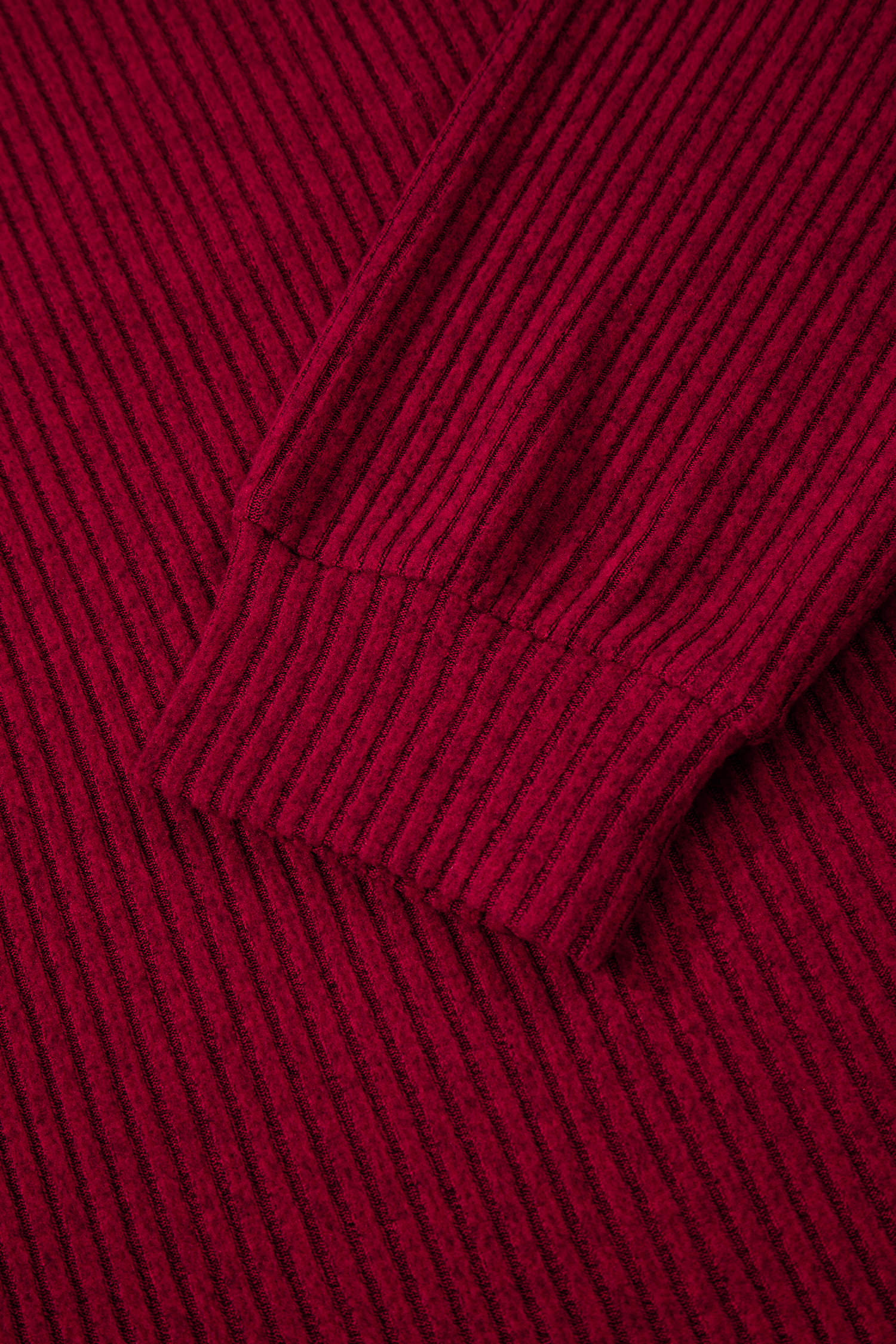 Racing Red Ribbed V Neck Contrast Ribbon Bow Back Drop Shoulder Long Sleeve Top