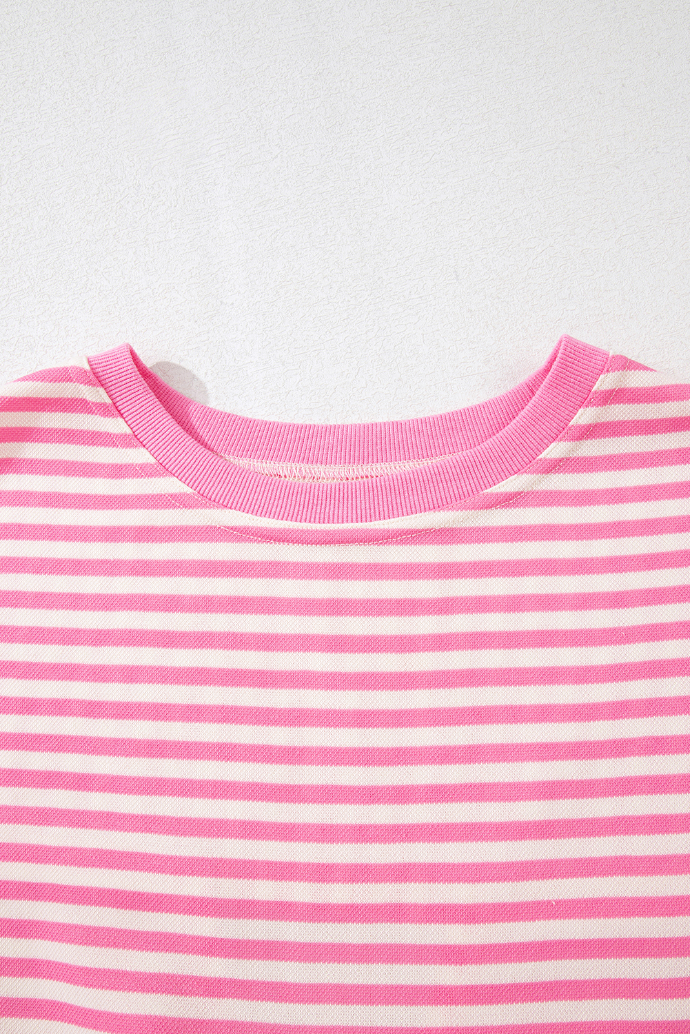 Red Stripe Bowknot Cutout Back Drop Shoulder Wide Bracelet Sleeve Loose Tee