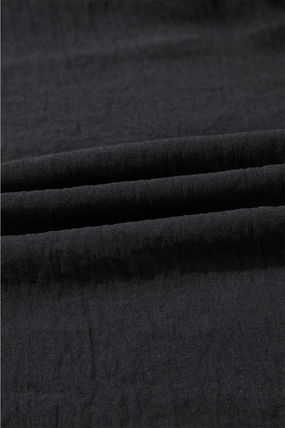 Black Flounce Sleeve Pleated Textured Blouse