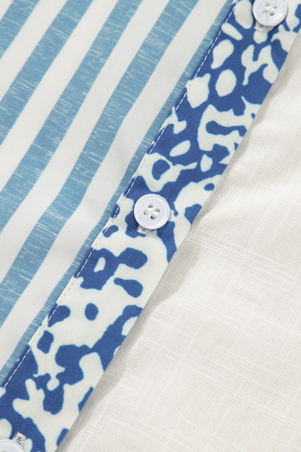 Sky Blue Leopard Striped Western Casual Shirt