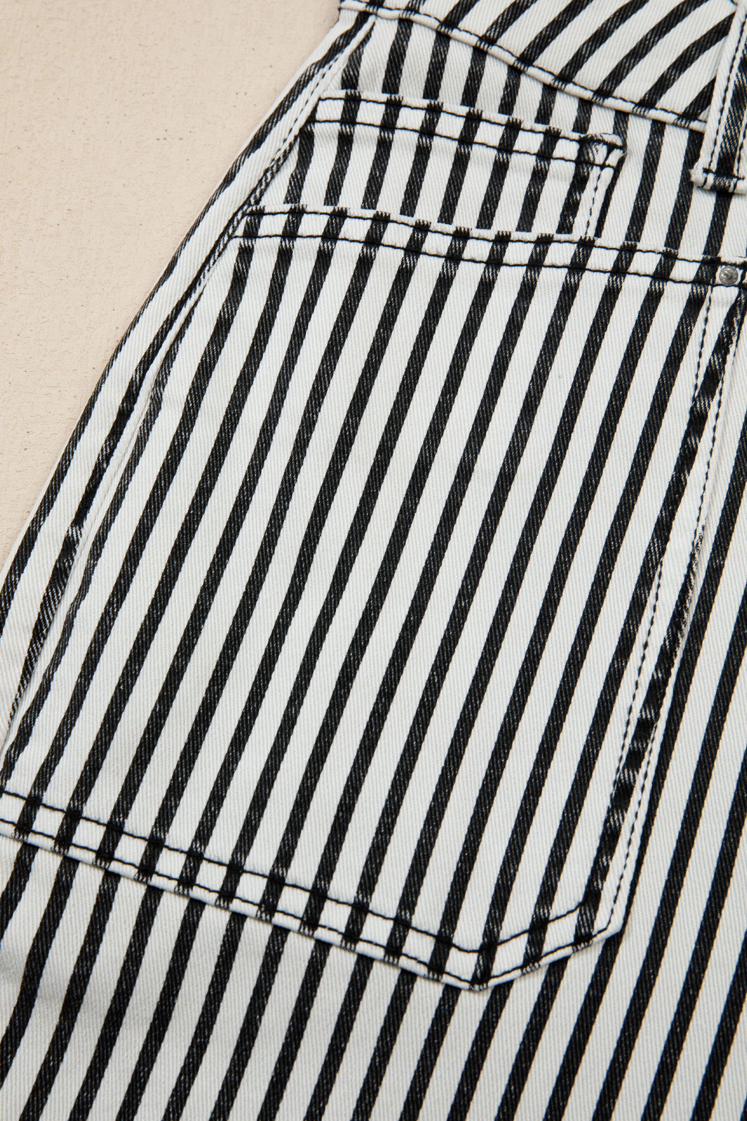 Black Stripe Patch Pocket High Waist Shift Denim Jeans