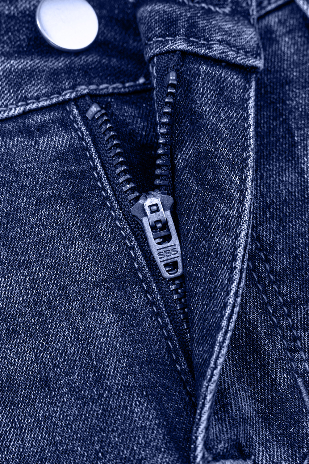 Real Teal Folded Cuffs Distressed Straight High Waist Jeans