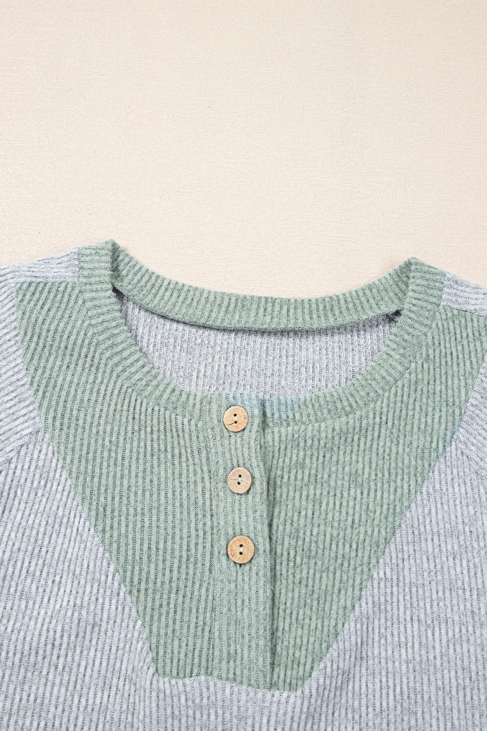 Contrast Ribbed Loose Fit Long Sleeve Top