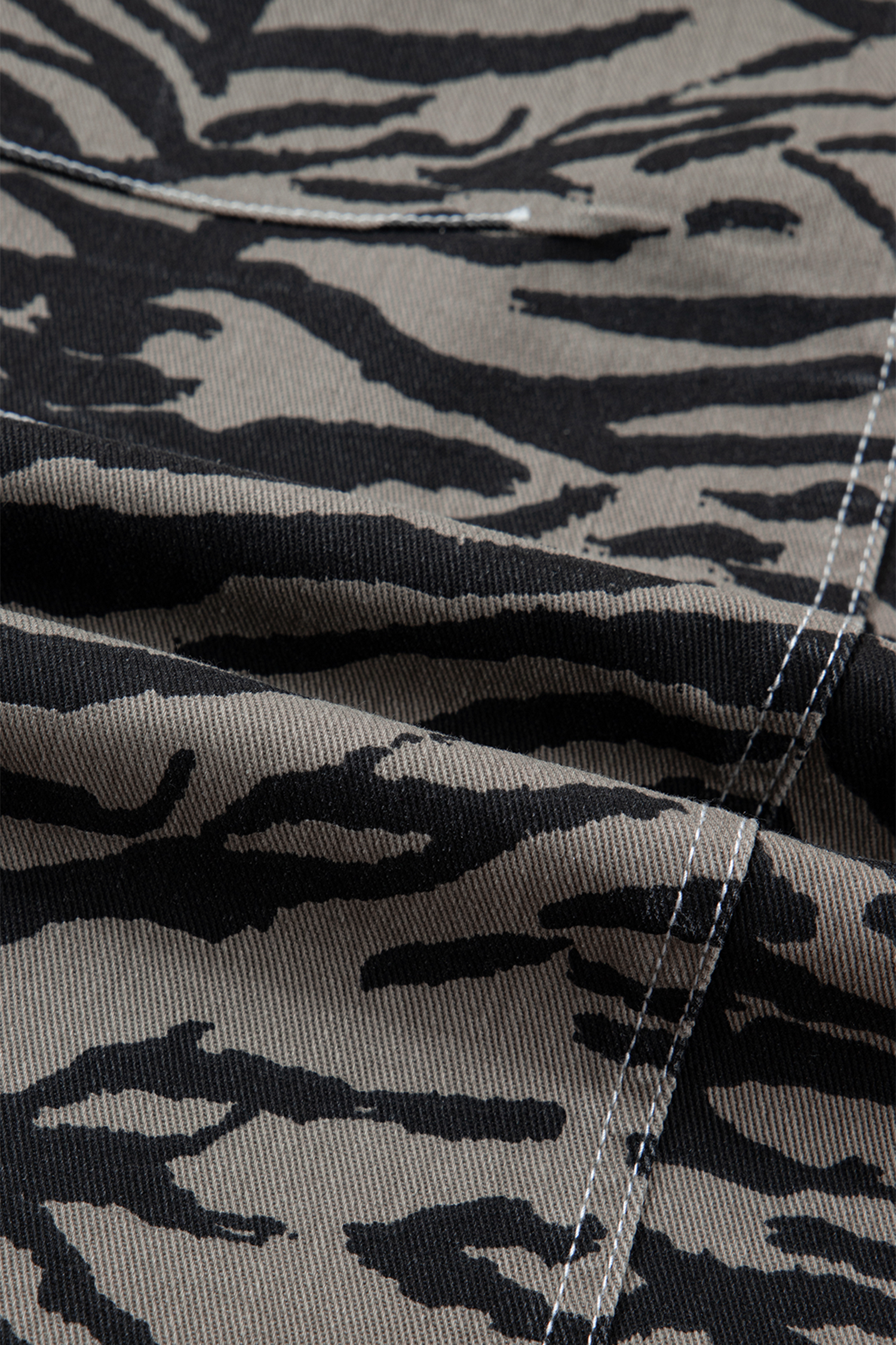 Gray Zebra Stripe Printed Wide Leg Jeans